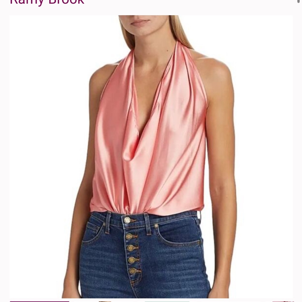 Ramy brook harriet blouse halter sleeveless pink small